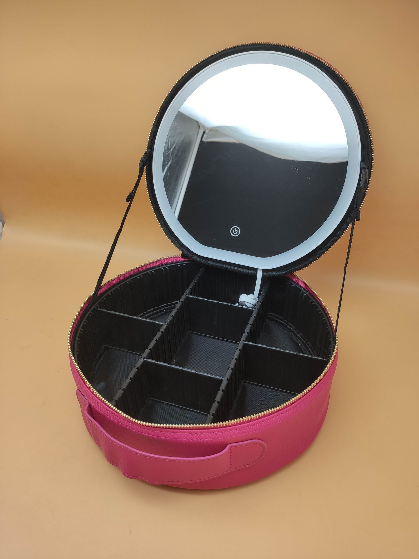 Pink Round LED Cosmetic Bag – Meggi Lashes