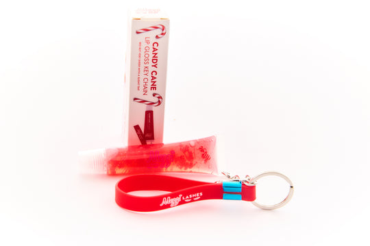 Meggilashes Limited Edition Candy Cane Lip Gloss Keychain