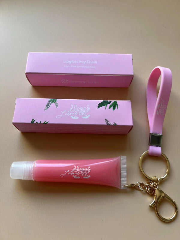 Light pink lip gloss keychain (Strawberry) – Meggi Lashes