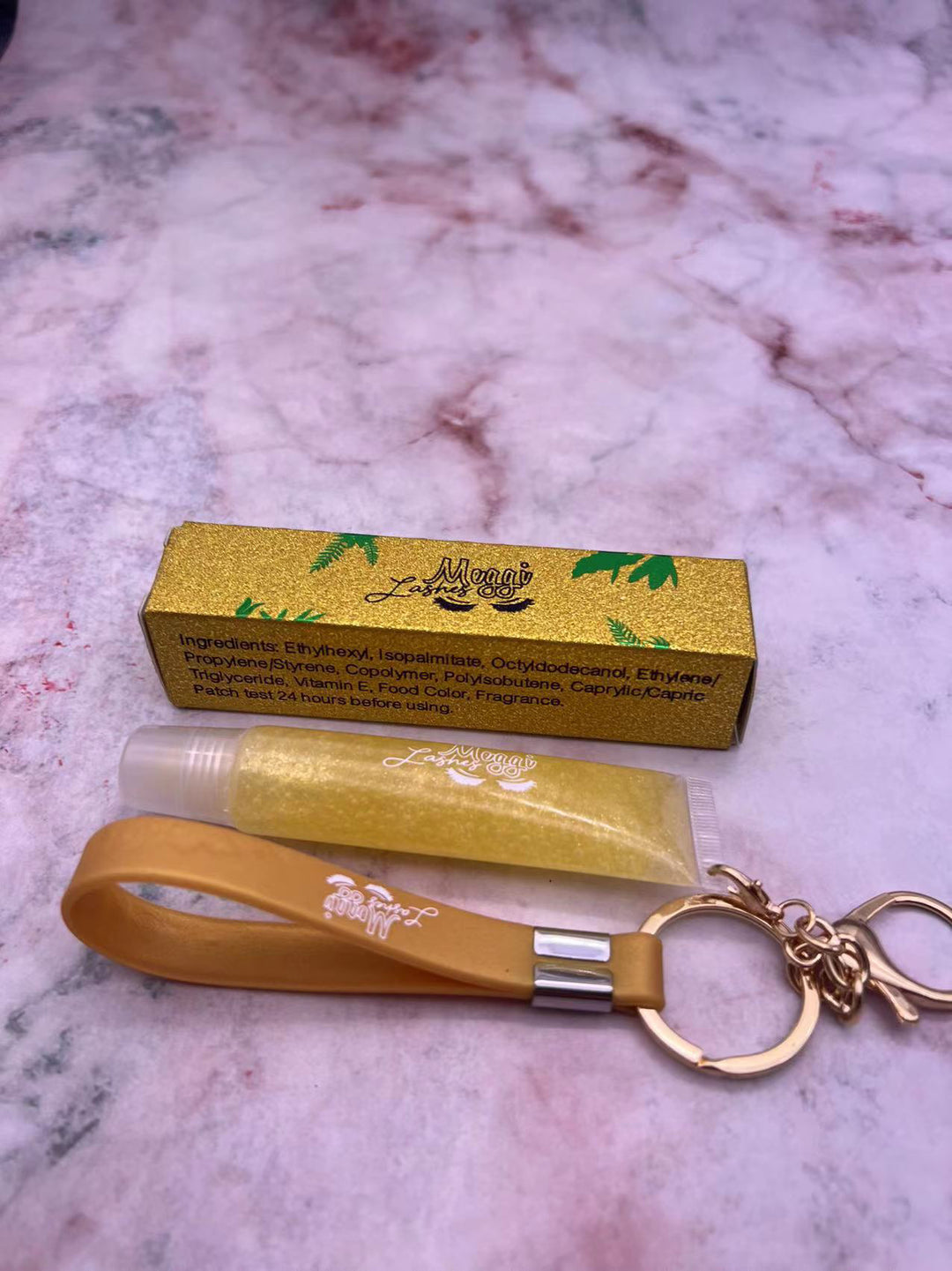 Sparkly Gold lip gloss keychain (Pineapple)